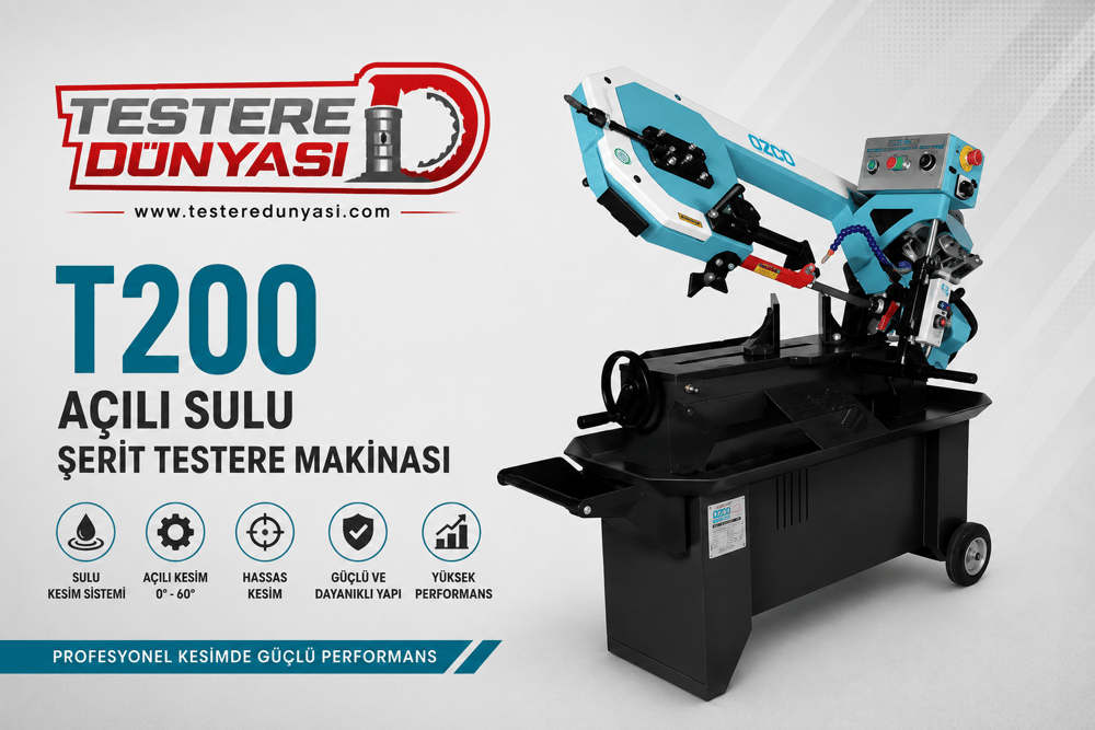 OZCO T200 AÇILI SULU ŞERİT TESTERE MAKİNASI