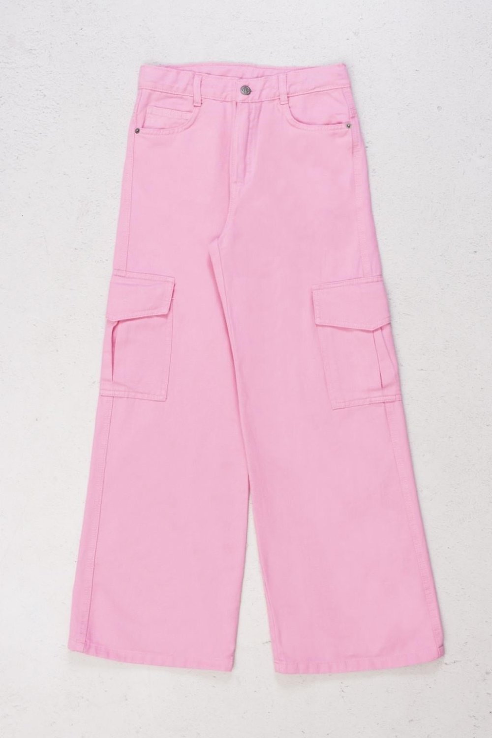 Kız Çocuk Gabardin Kargo Pantolon – Pembe (9-14 Yaş)