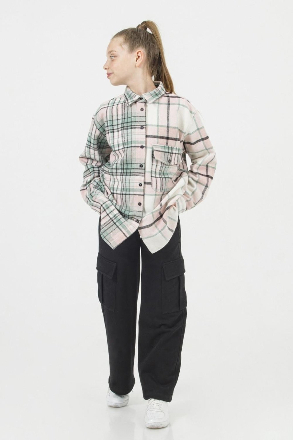 Kız Çocuk Gabardin Kargo Pantolon – Siyah (9-14 Yaş)