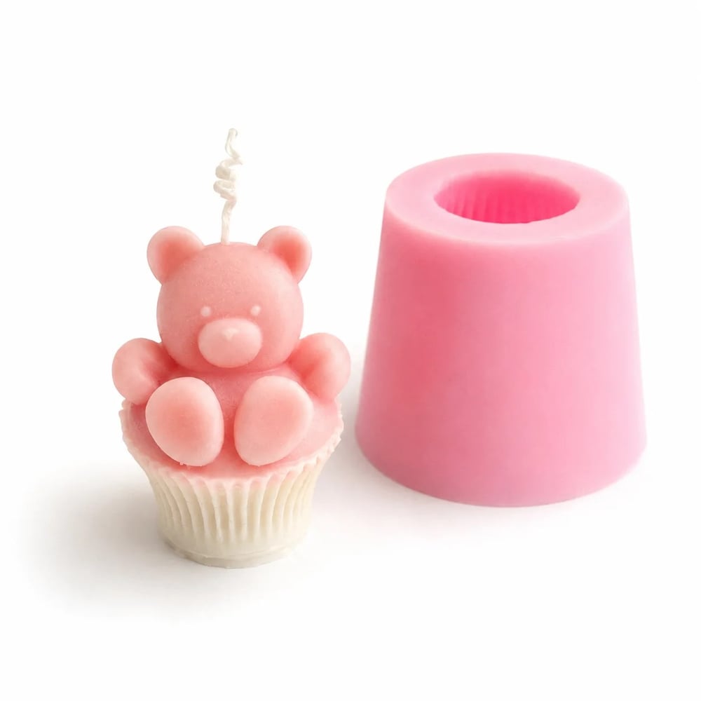1330 - Silikon Kalıp Mum Kalıbı - Cupcake Ayıcık