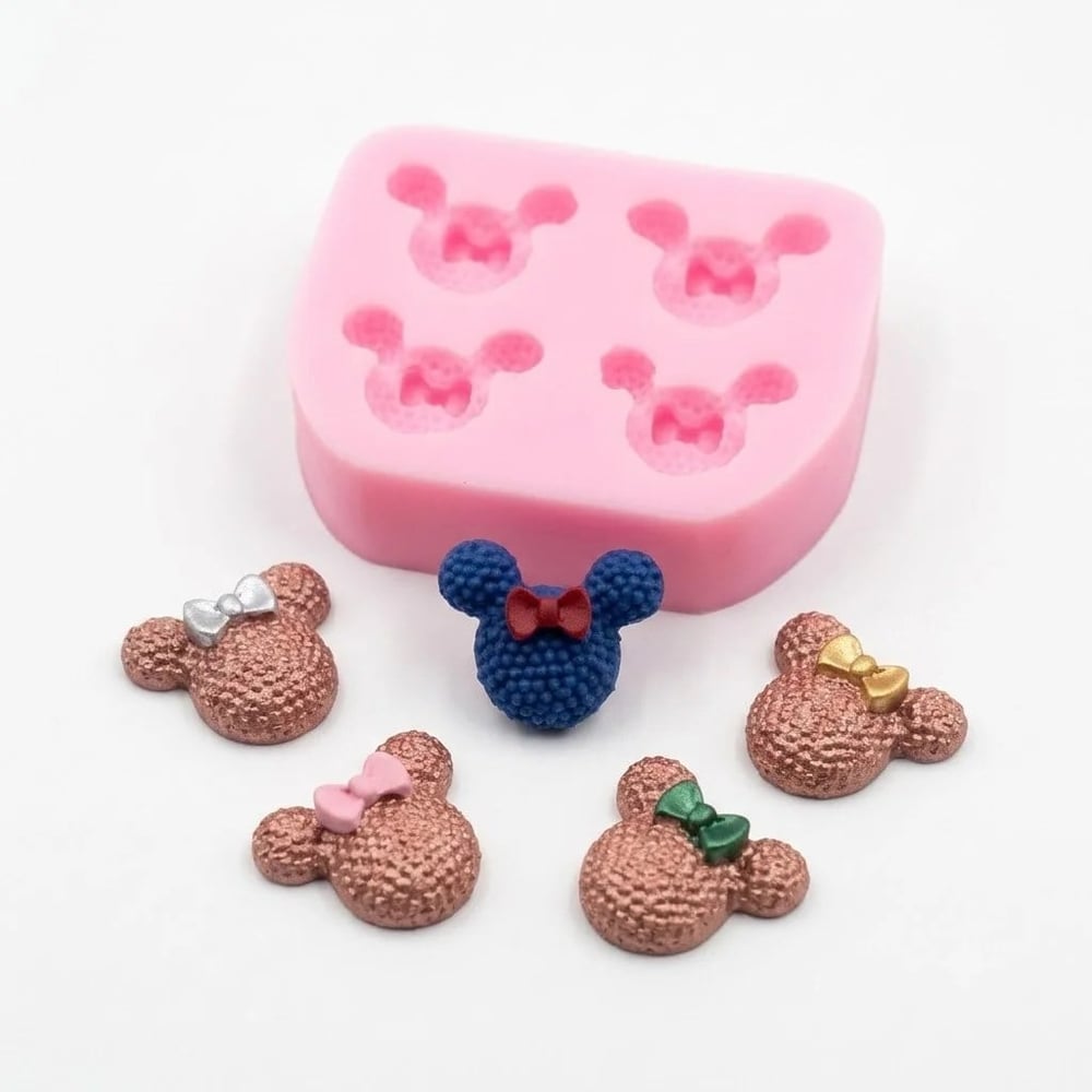 1375 - Silikon Kalıp Mum Kalıbı - 4lü Mini Mouse
