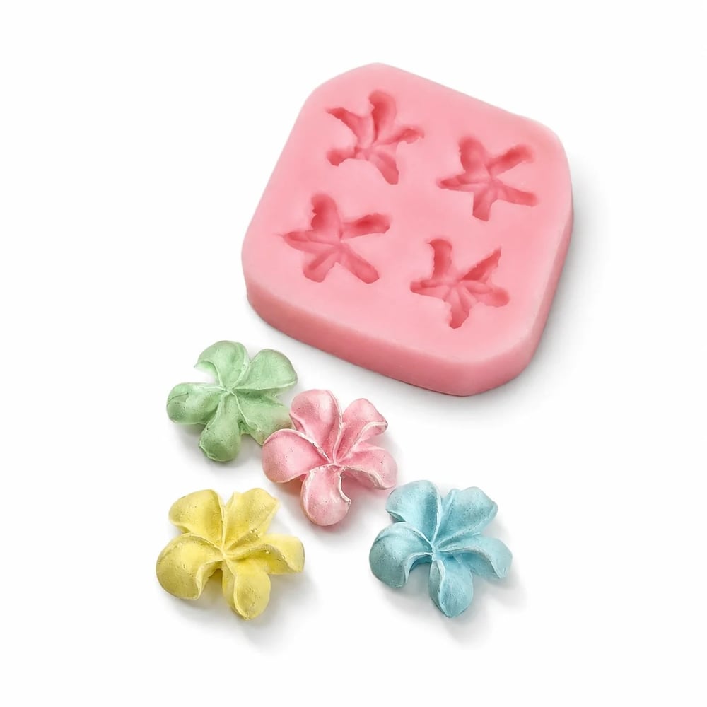 1380 - Silikon Kalıp Mum Kalıbı - 4lü Minik Lotus Çiçeği