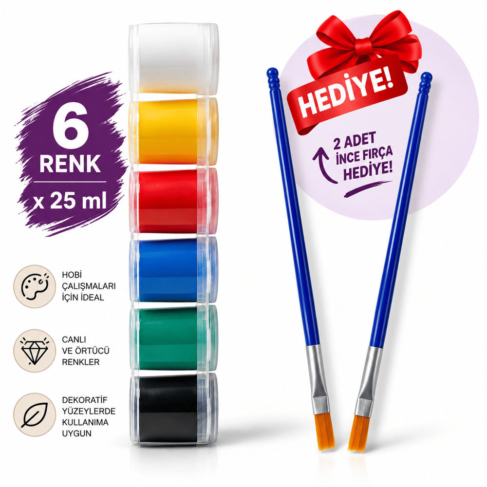 Akrilik Boya Seti 6x25 ml – 6 Renk