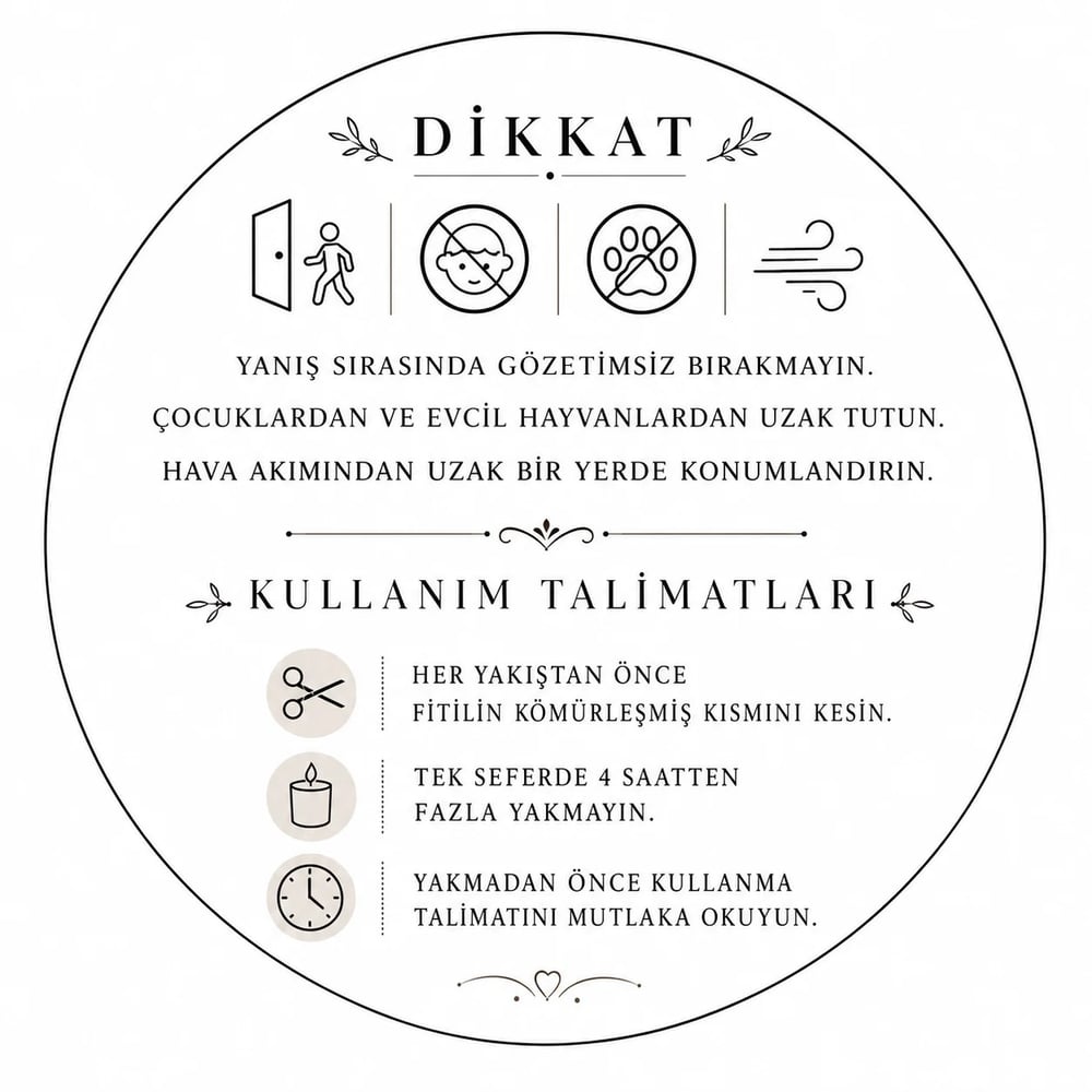 Mum Etiketi 20 Adet - Dikkat - Mum Kullanım Talimatı