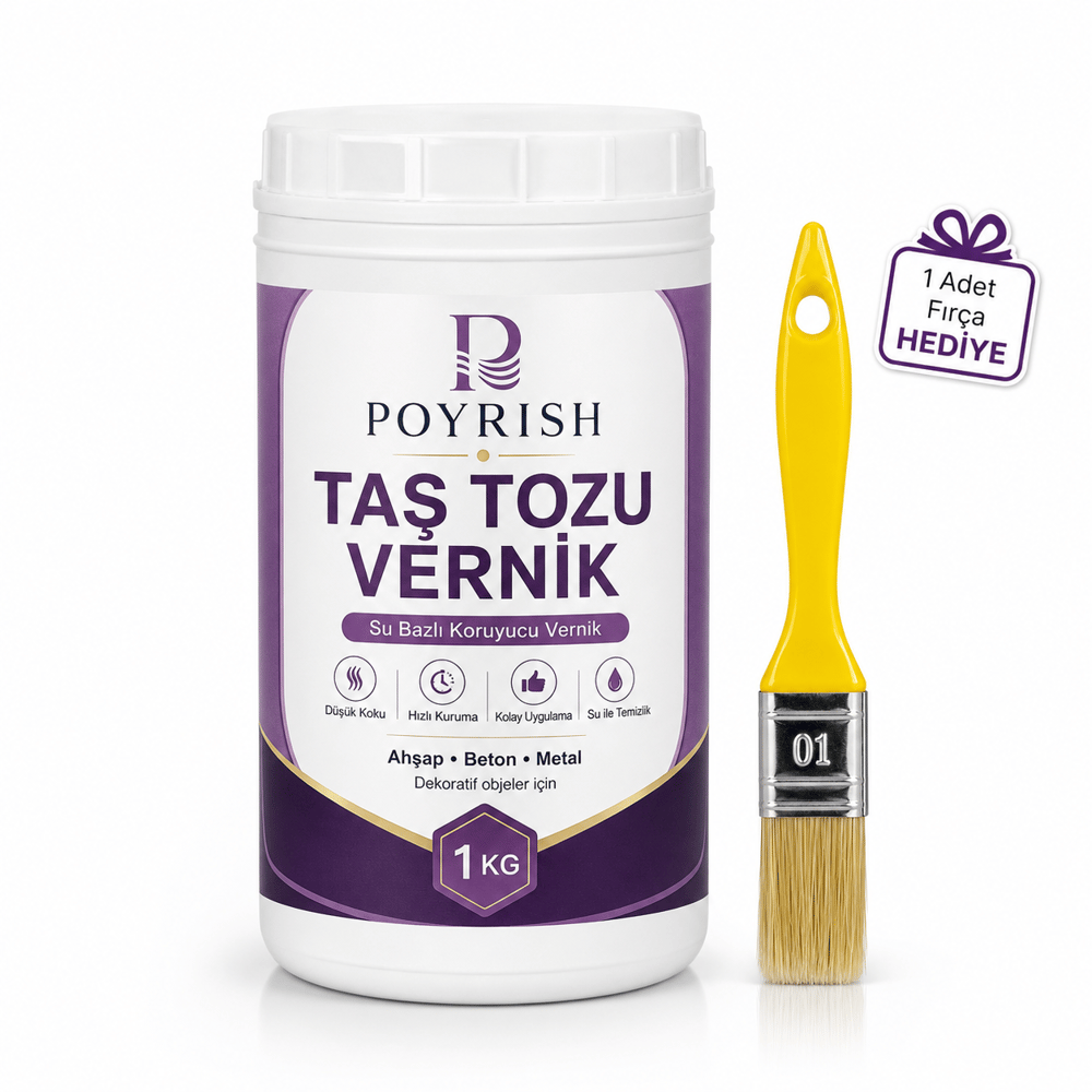 Taş Tozu Vernik 1 Kg. Su Bazlı Çok Amaçlı Vernik