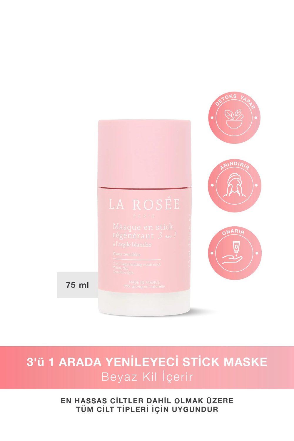 3'ü 1 ARADA YENİLEYECİ STİCK MASKE Beyaz Kil İçeren - 75 mL