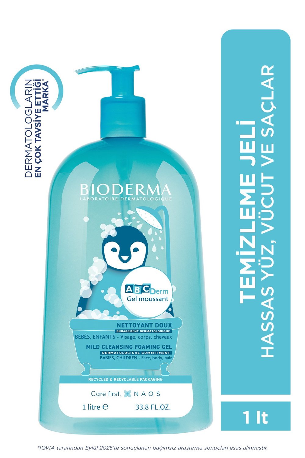 ABCDerm Foaming Cleanser Yenidoğan, Bebek, Çocuk Hassas Ciltler Yüz, Saç, Vücut Temizleme Jeli 1 L