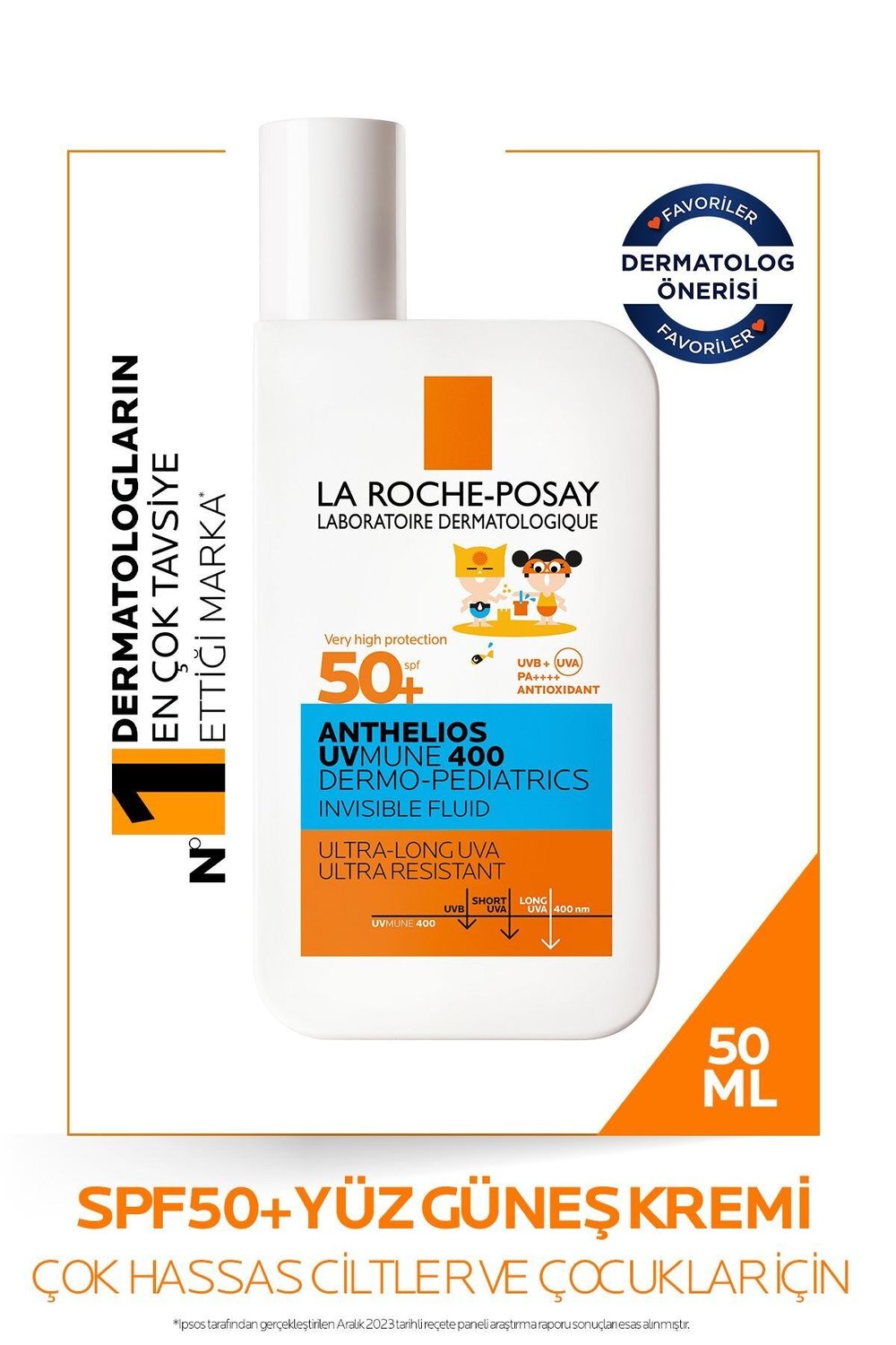Anthelios Dermo Pediatrics Uvmune 400 Invisible Fluid Yüz Güneş Kremi SPF50+ 50ML 333
