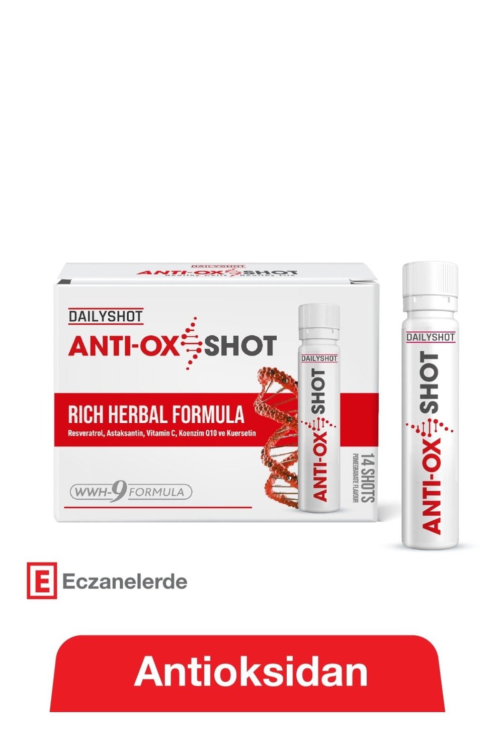 Antioxshot, Bitkisel Antioksidan Kompleks, Likit Antiox Shot, Resveratrol 14'lü