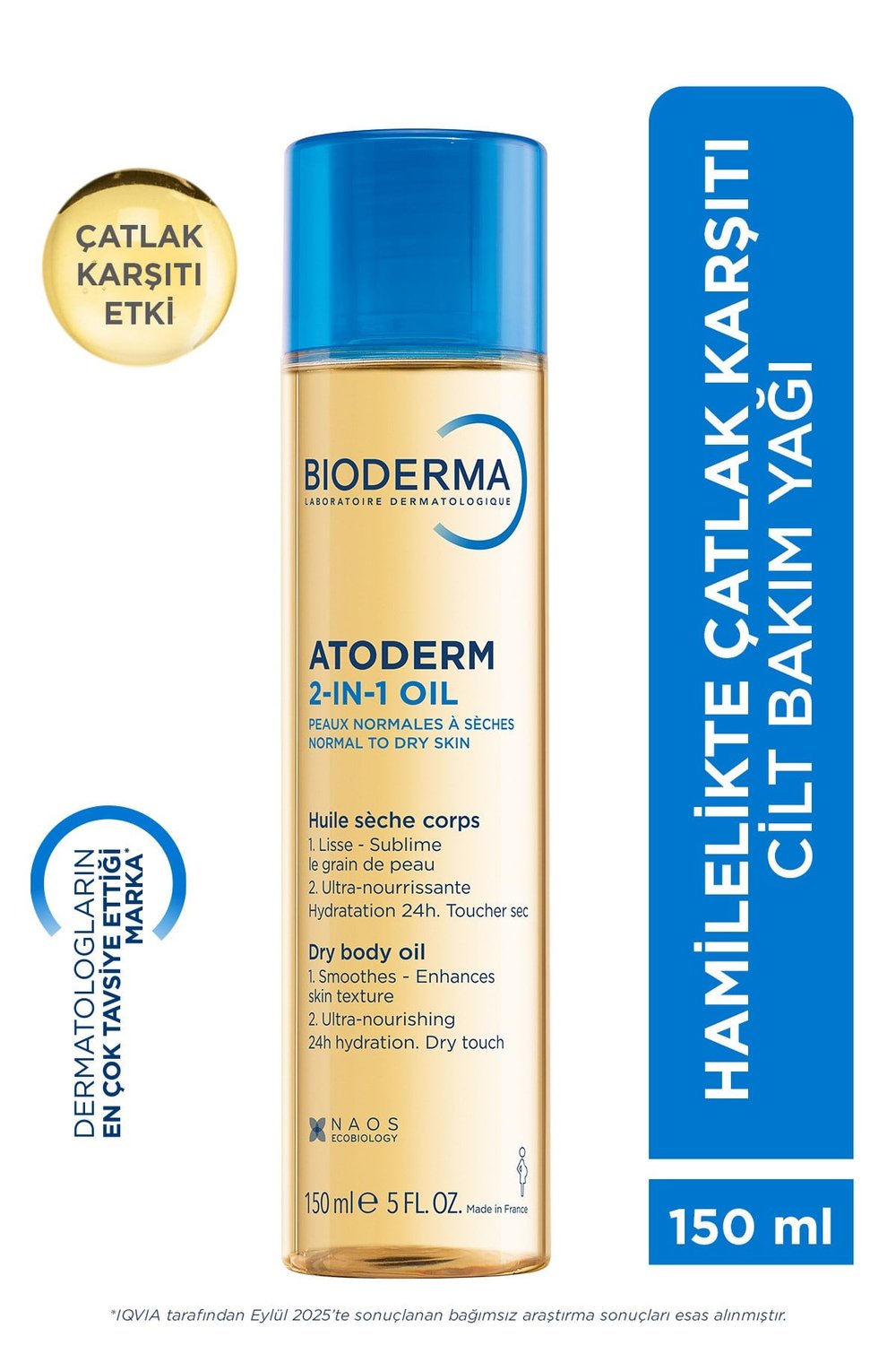 Atoderm 2-in-1 Body Oil Hamileler için Çatlak Önleyici Besleyici ve Nemlendirici Bakım Yağı 150 ml