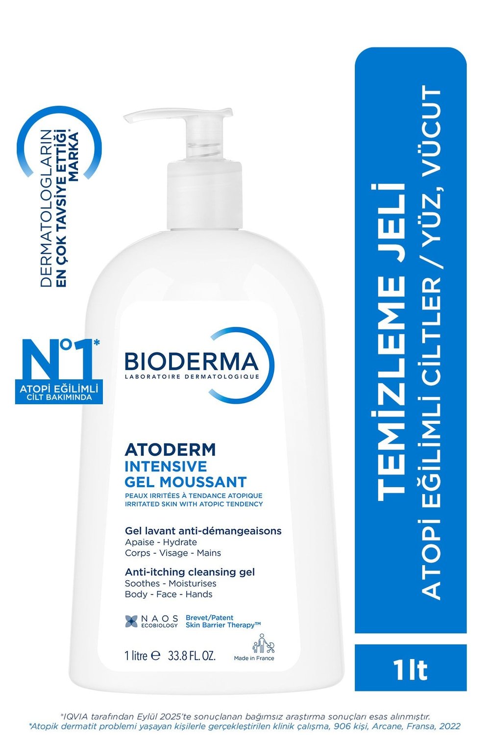 Atoderm Intensive Foaming Gel Çok Kuru, Atopi Eğilimli Cilt Onarıcı Temizleme Jeli Niasinamid 1 Lt