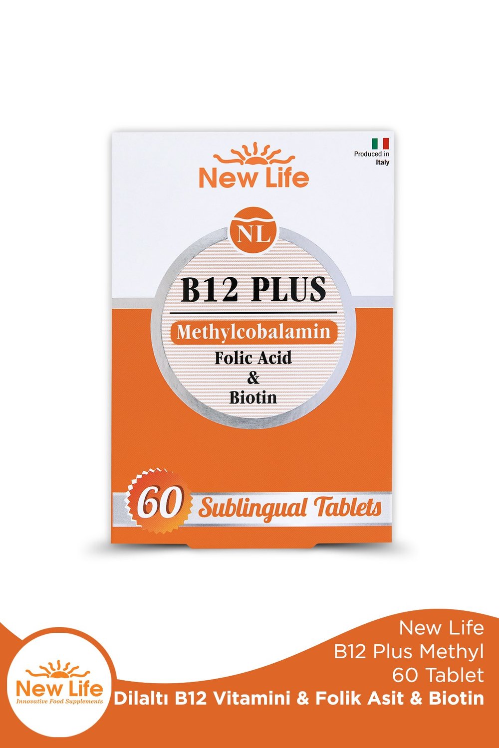 B12 Plus 60 Dilaltı Tablet - Metilkobalamin - Biotin - Folik Asit