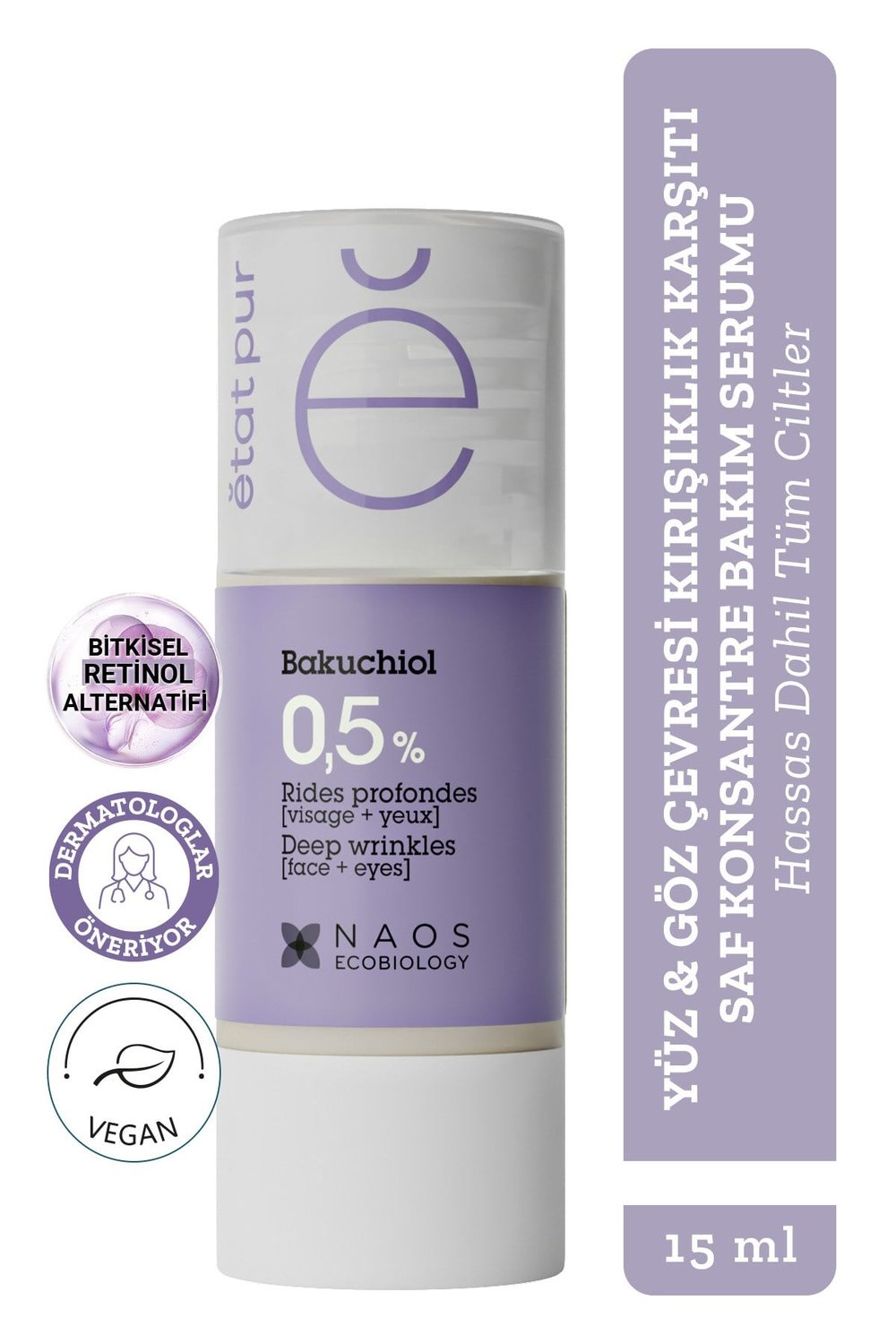 Bakuchiol %0,5 Kırışıklık Karşıtı Serum 15ML | Hassas Ciltler için Retinol Alternatifi