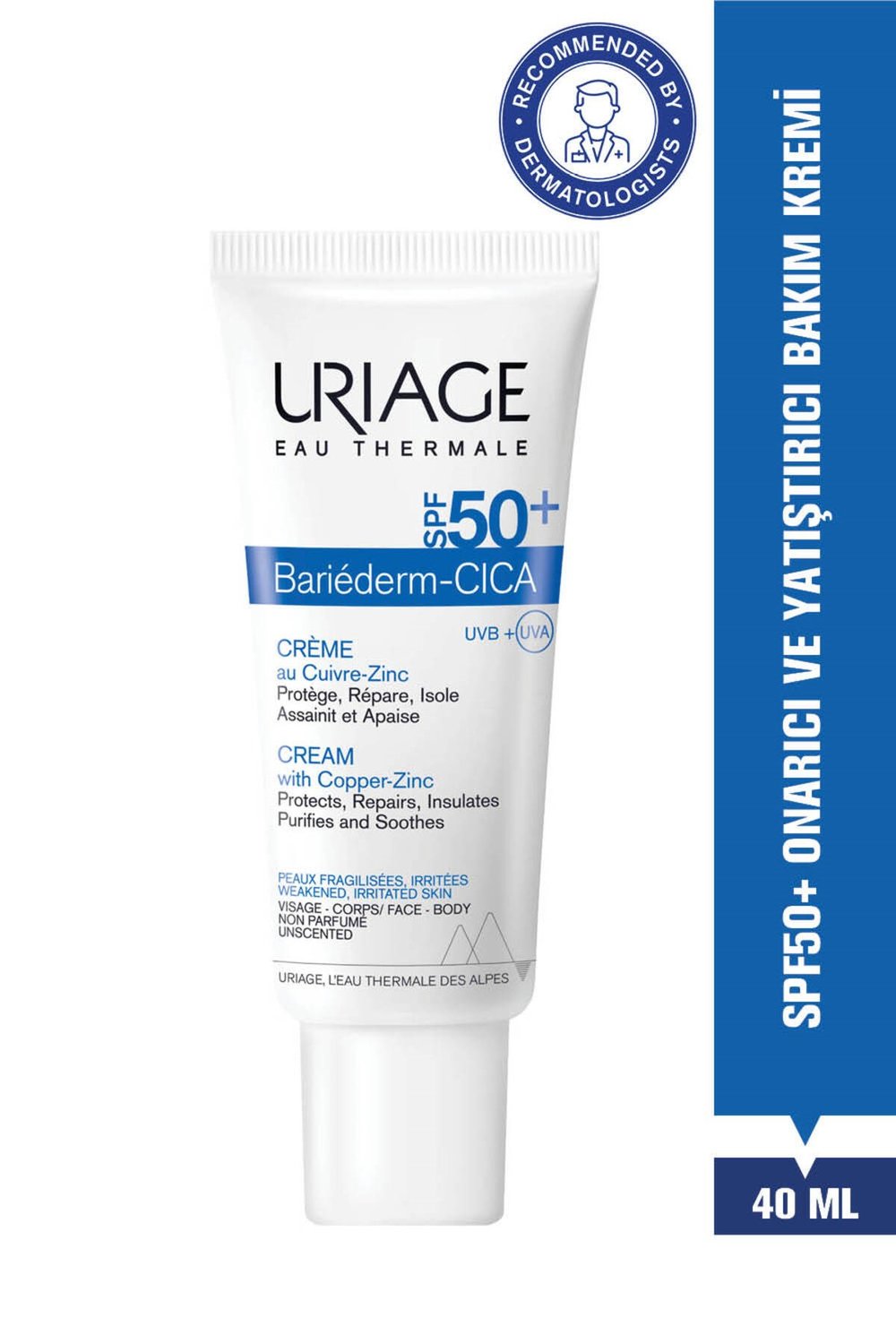 BARIEDERM SPF50+ Cilt Bariyeri Onarıcı ve Yüksek Güneş Korumalı Cica Krem 40 ml