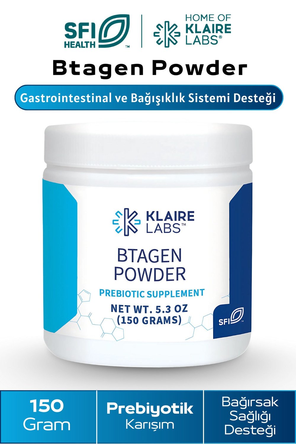 Btagen® Prebiotic Powder 150 g – Prebiyotik Gıda Takviyesi
