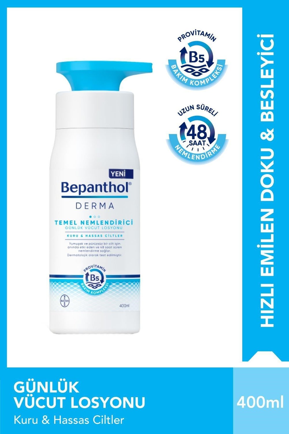 Derma Temel Nemlendirici Losyon 400 Ml Kuru, Hassas Ciltler, Günlük Yoğun Nemlendirici