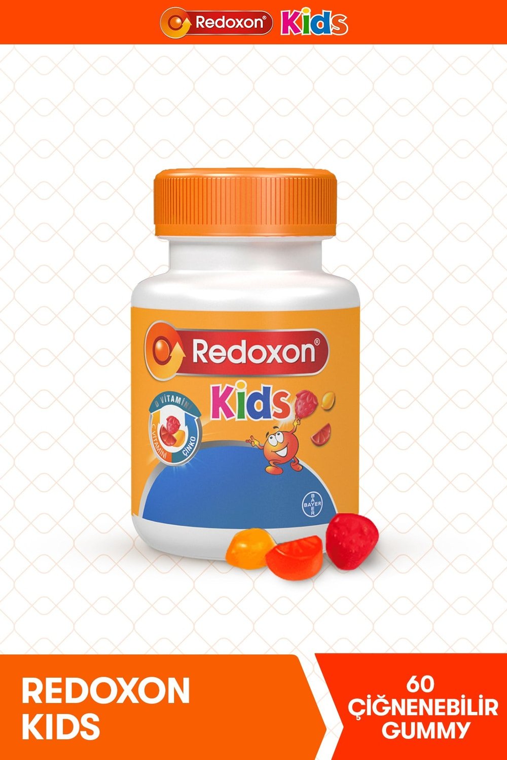 Kids Çiğnenebilir C Vitamini, D Vitamini ve Çinko Takviye Edici Gıda 60 adet