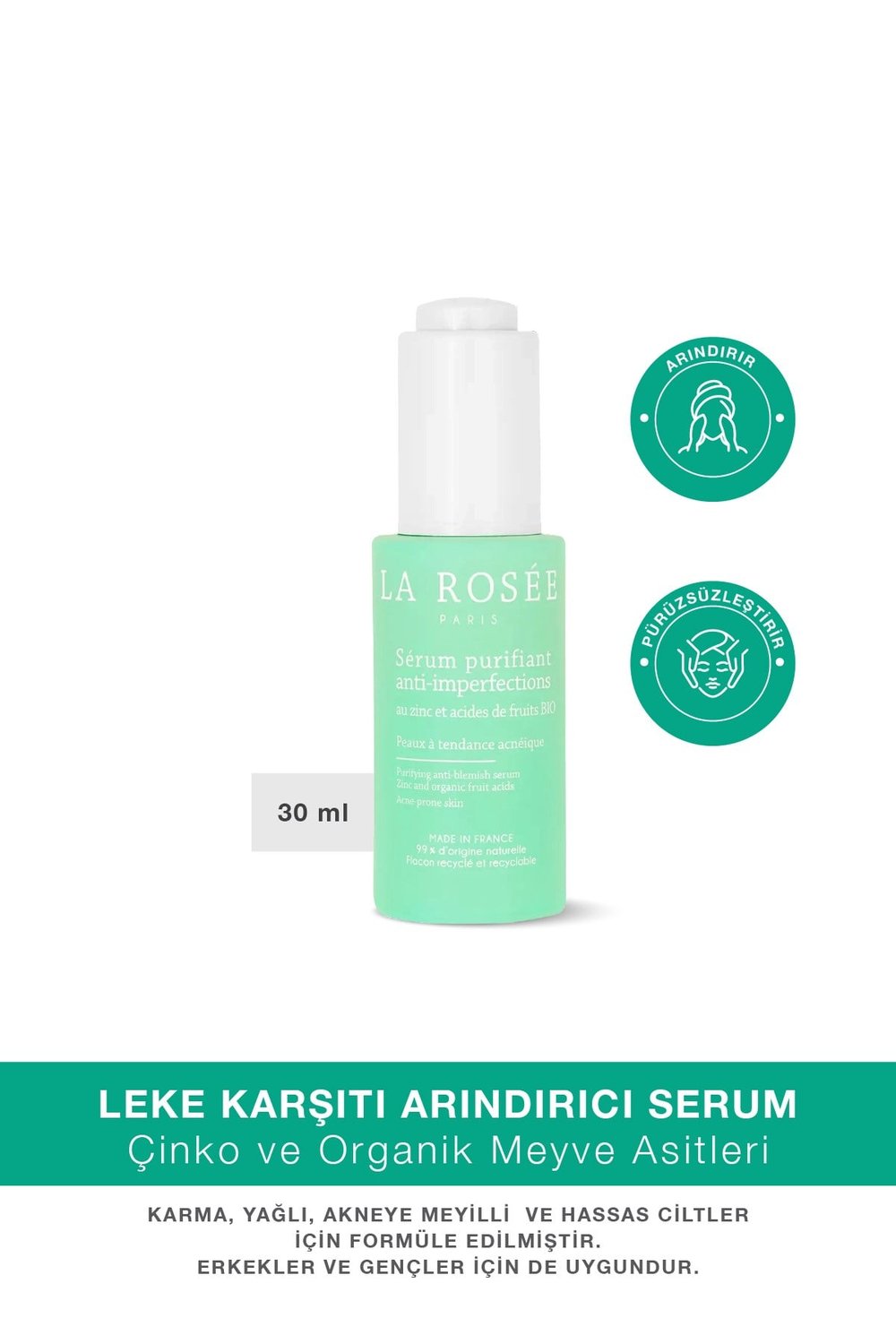 LEKE KARŞITI ARINDIRICI SERUM Çinko ve Organik Meyve Asitleri İçeren - 30 mL