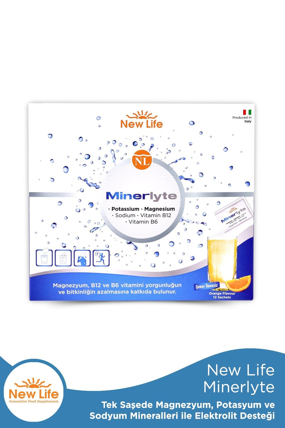 Minerlyte 12 Saşe Elektrolit Çözeltisi - Magnezyum - Potasyum - Sodyum - B12 Vitamini - B6 Vitamini