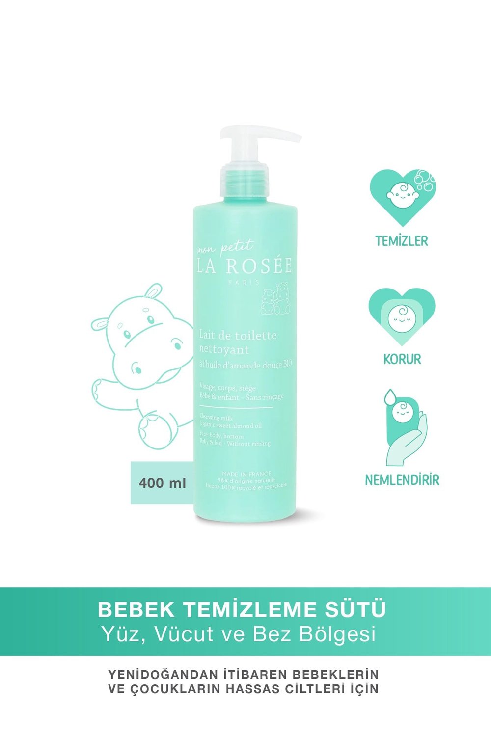 Mon Petit TEMİZLEME SÜTÜ Organik Tatlı Badem Yağı İçeren 400 mL