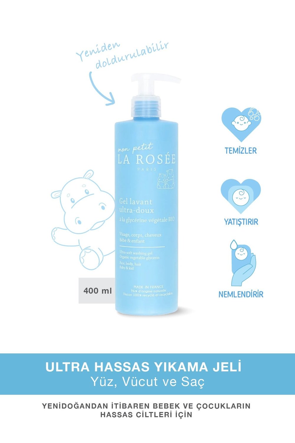 Mon Petit ULTRA HASSAS YIKAMA JELİ Organik Bitkisel Gliserin İçeren - 400 ml