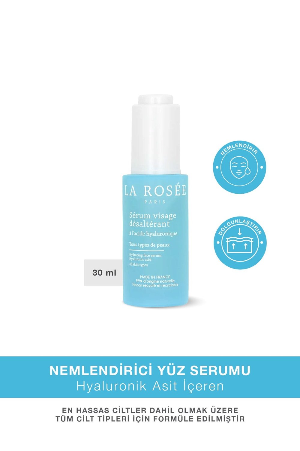 NEMLENDİRİCİ YÜZ SERUMU Hyaluronic Asit İçeren - 30 mL