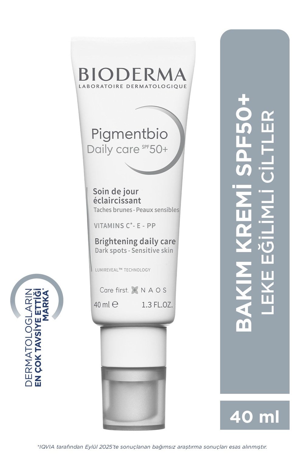 Pigmentbio Daily Care SPF50+ Güneş Koruyuculu Leke Karşıtı Aydınlatıcı Güneş Korumalı Krem 40 ML