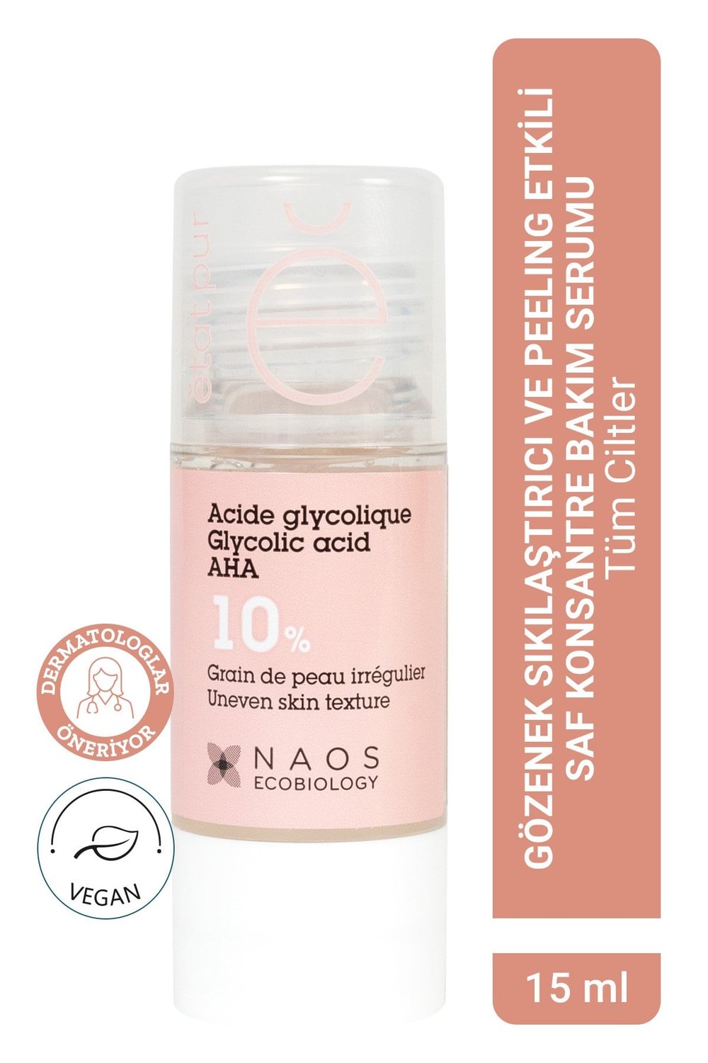 Pure Active Glikolik Asit %10 Aha Peeling Cilt Yenileme Etkili Saf Konsantre Cilt Bakım Serumu 15 ml
