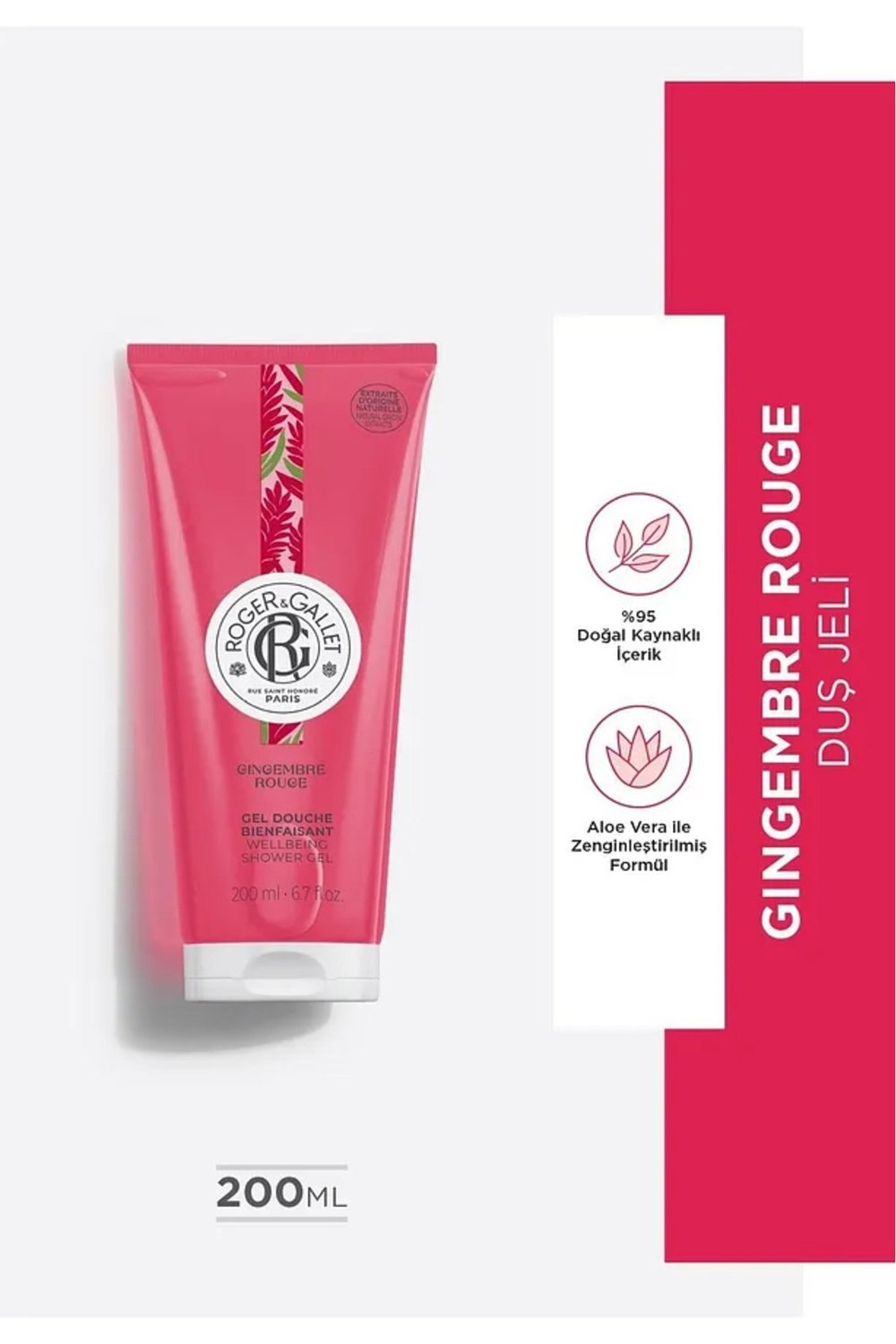 Roger & Gallet Gingembre Rouge Duş Jeli 200 ml - Doğal Zencefil & Yoğun Kalıcı Koku