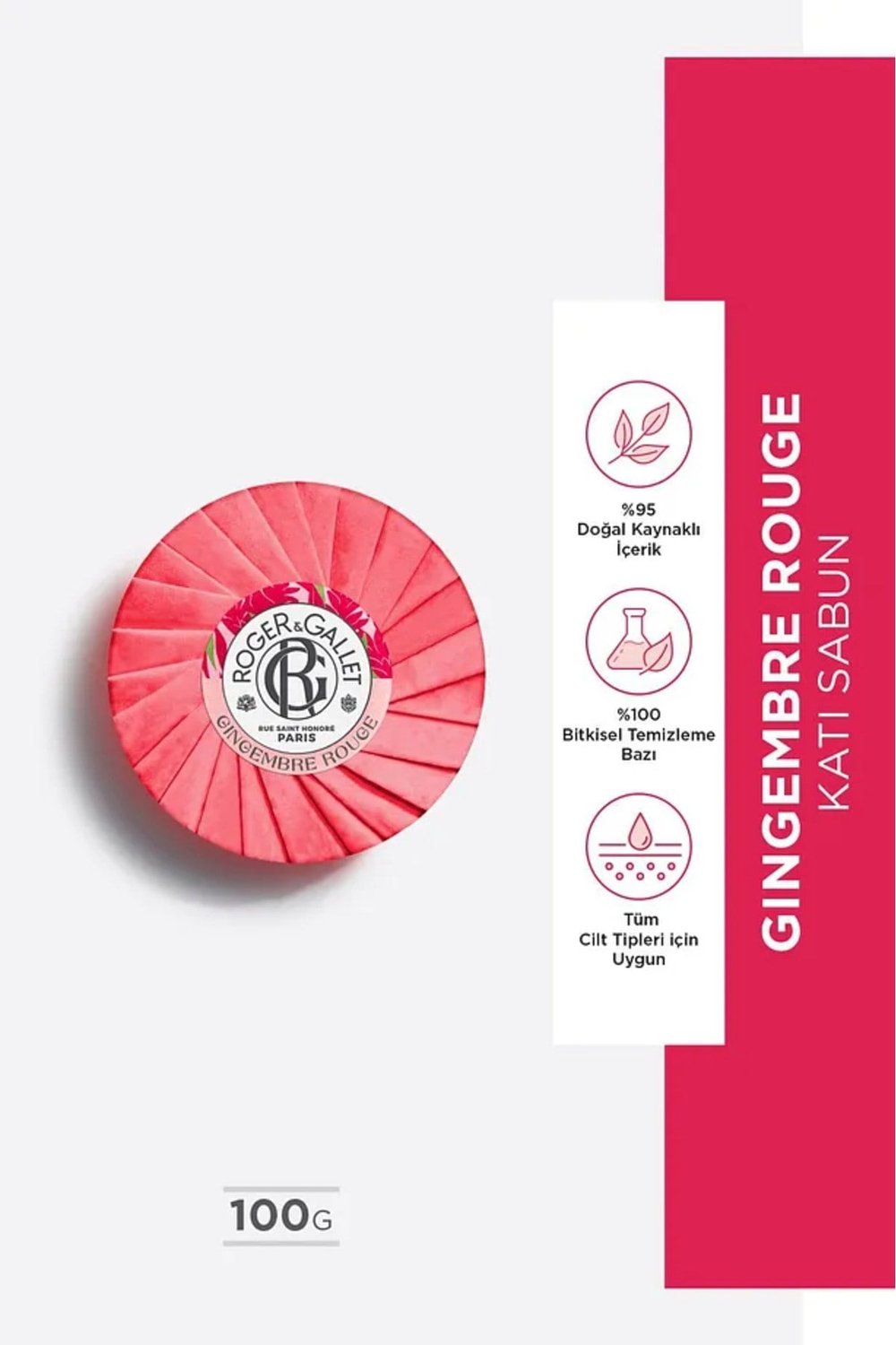 Roger & Gallet Gingembre Rouge Katı Sabun 100 g - Egzotik Kırmızı Zencefil & Kalıcı Doğal Koku
