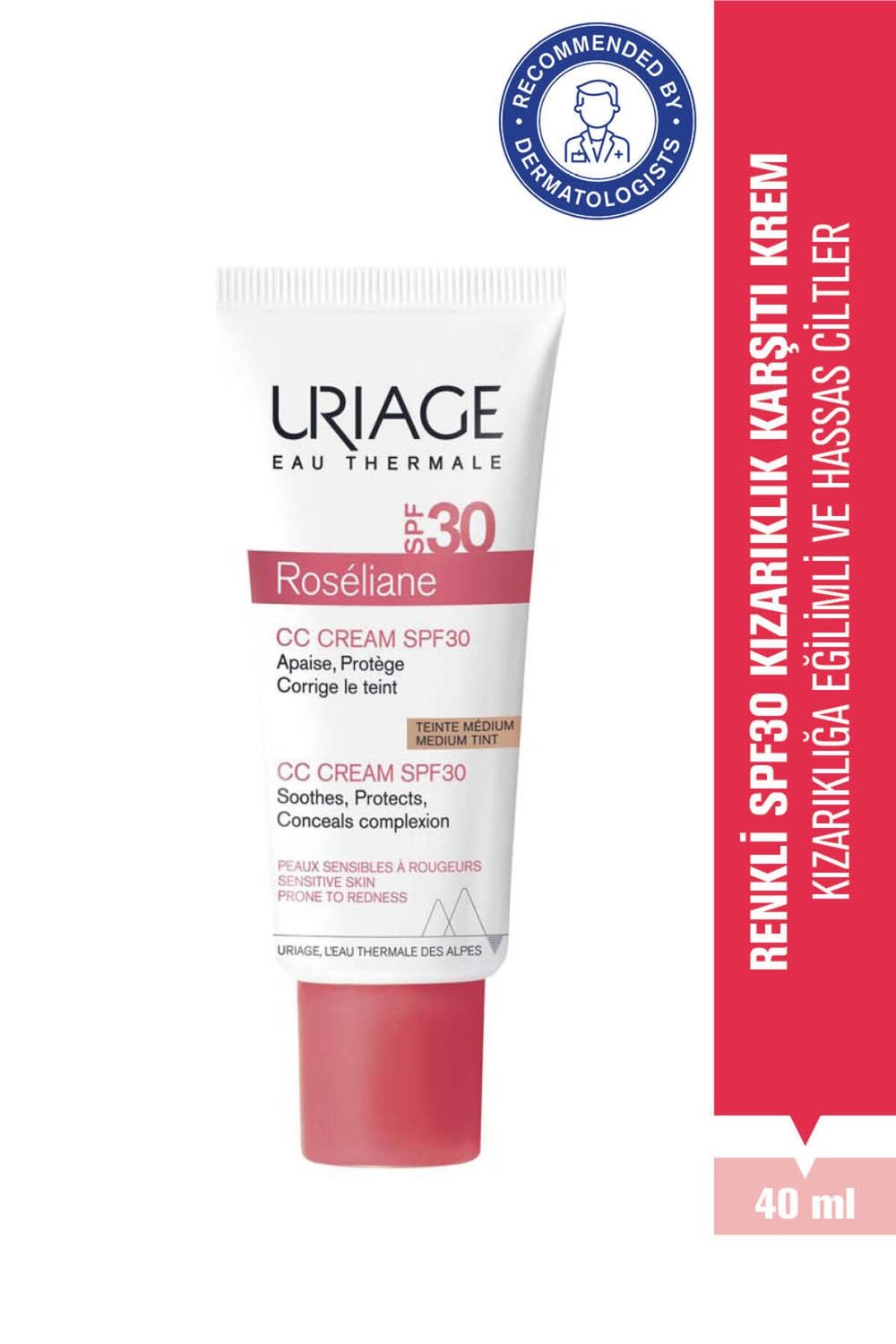 ROSELIANE Hassas Ciltler İçin Kızarıklık Karşıtı SPF30 CC Krem 40 ml