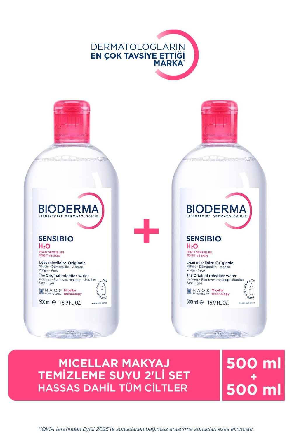 Sensibio H2O Micellar Makyaj Temizleme Suyu 2'li Set Hassas ve Tüm Ciltler Yüz ve Göz Çevresi 500ml