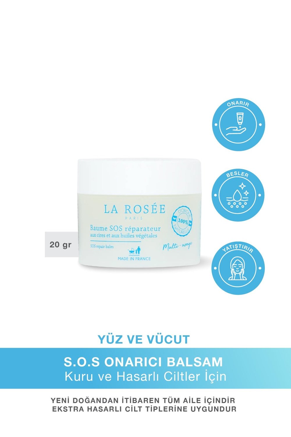 SOS ONARICI BALSAM Bitkisel Yağlar ve Bal Mumu İçeren 20 g