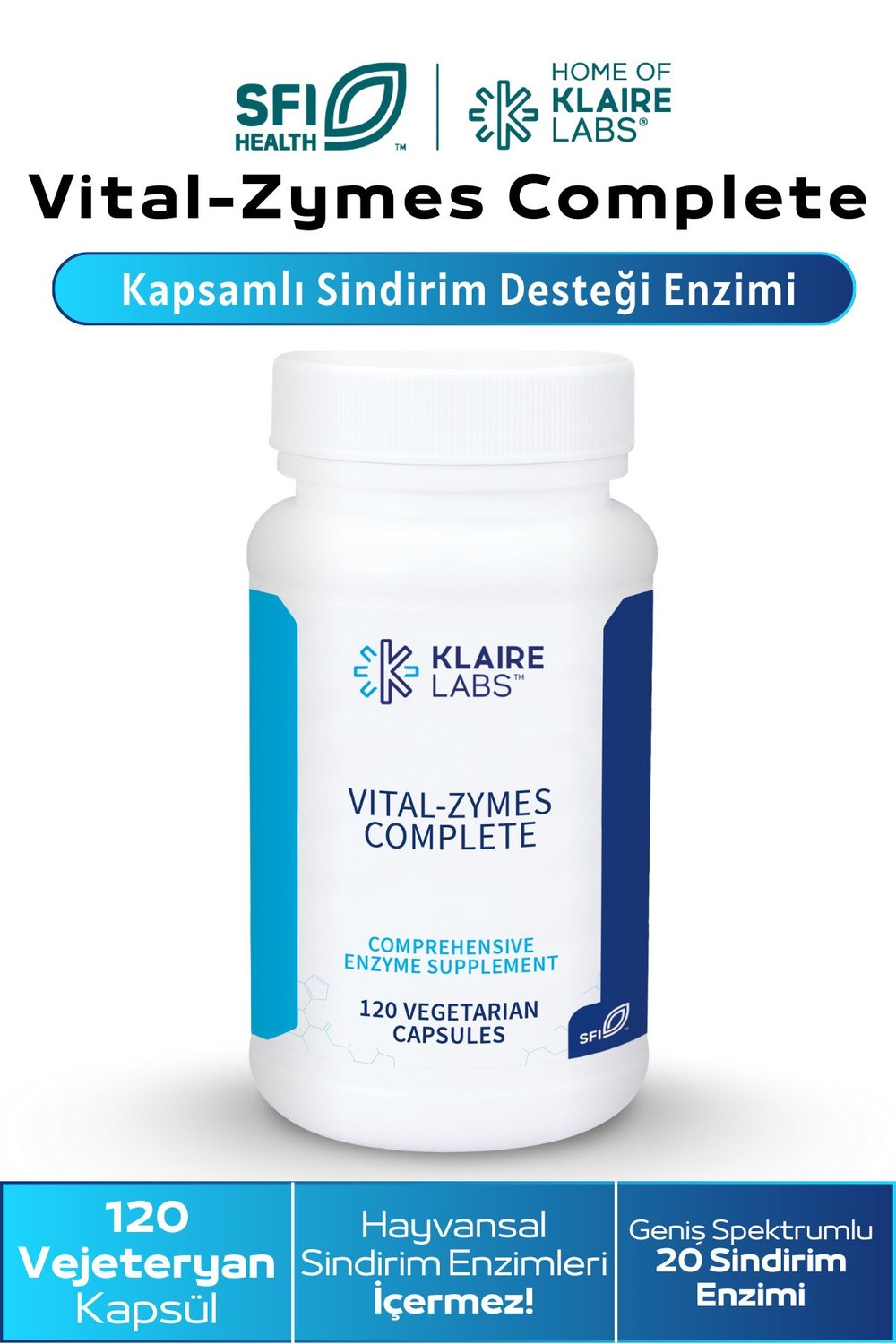 Vital-Zymes Complete – Sindirim Enzimleri - 120 Vejetaryen Kapsül
