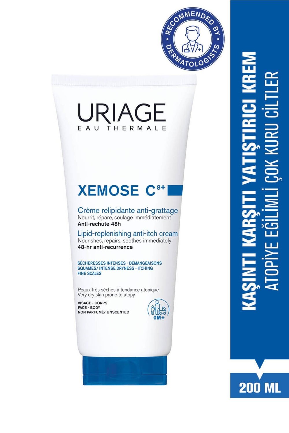 XEMOSE C8+ Atopiye Eğilimli ve Çok Kuru Ciltler İçin Kaşıntı Karşıtı Yatıştırıcı Krem 200 ml