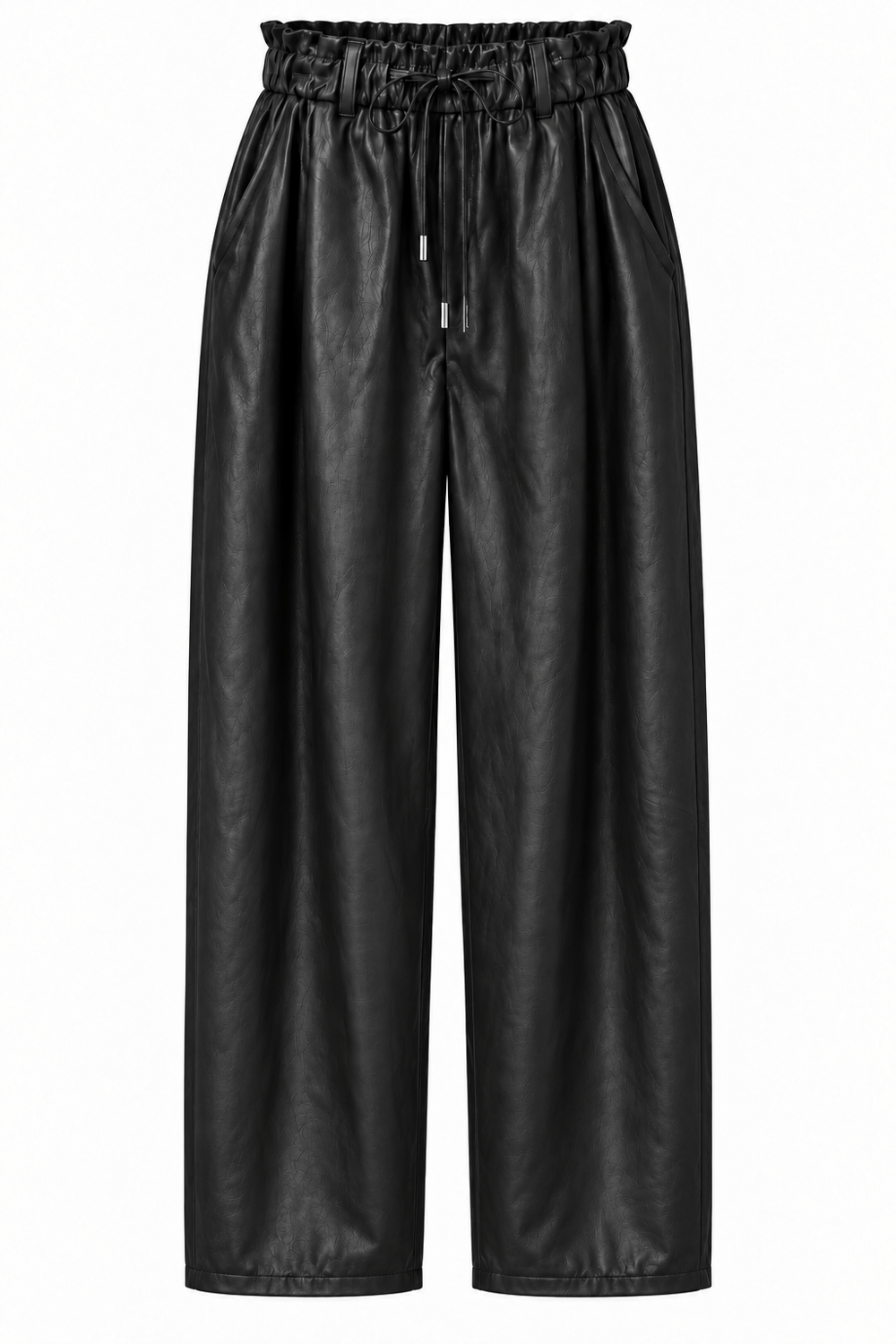 Clarice Deri Barrel Pantolon - Siyah