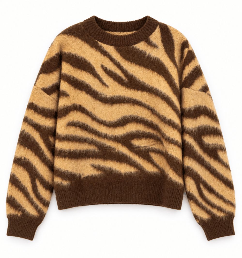 Fox Zebra Desenli Lüx Yumoş Kazak
