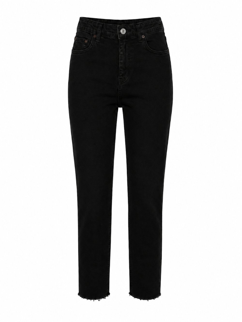 ZR MODEL KESİK PAÇA MOM JEAN - SİYAH