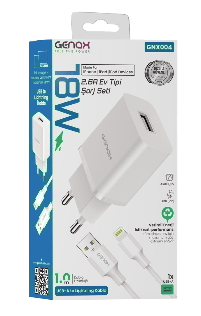 18W 2.6A USB-A to Lightning Hızlı Şarj Seti (1 Metre)