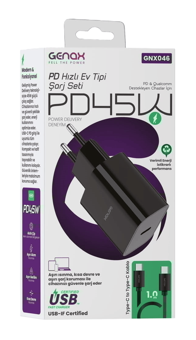 45W PD Type-C to Type-C Hızlı Şarj Cihazı Seti 