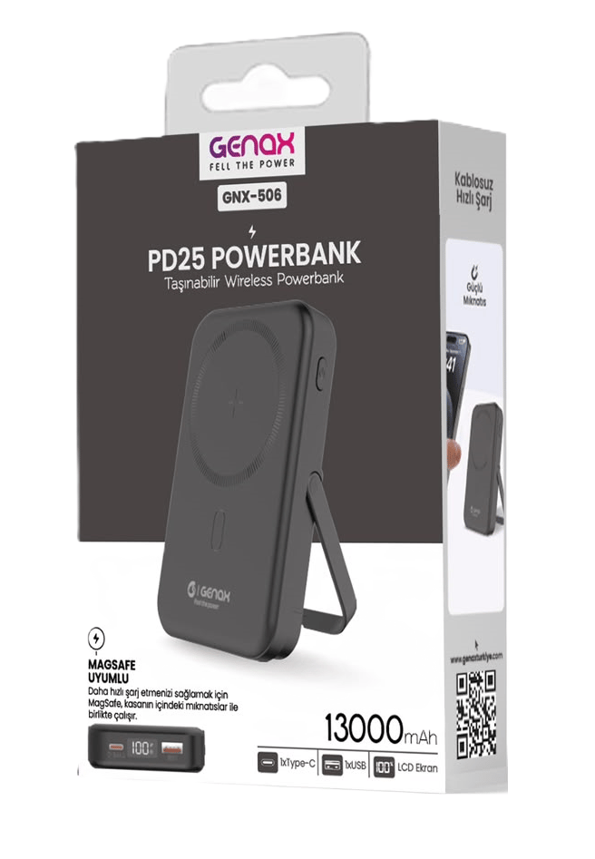 Genax 3000mAh MagSafe Uyumlu Kablosuz Stantlı Hızlı Powerbank