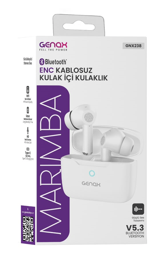 Genax GNX238 Marimba Bluetooth 5.3 ENC Kablosuz Kulak İçi Kulaklık