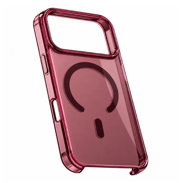 Toptan İphone 18 Pro MagSafe Uyumlu Animasyonlu Bordo Sararmaz Mika Kılıf (Kutulu)