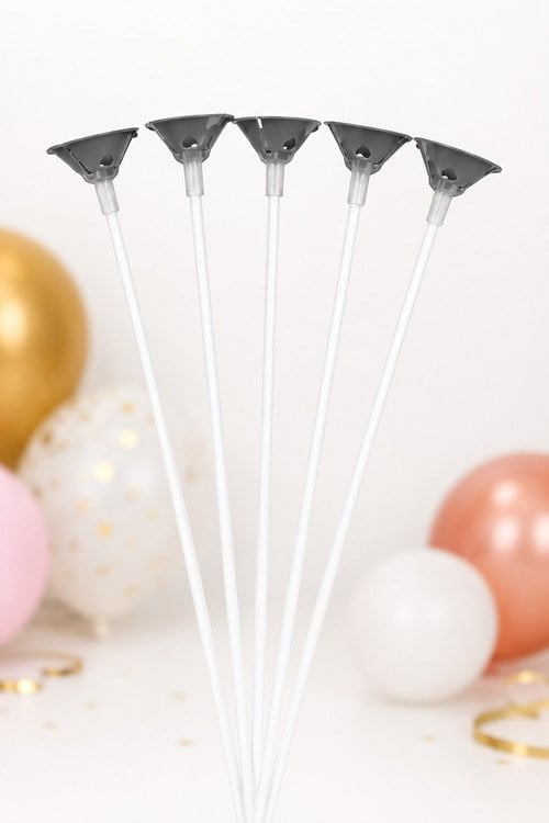 Balon Çubuğu + Balon Tutucu Set Gri Takım 100 lü 