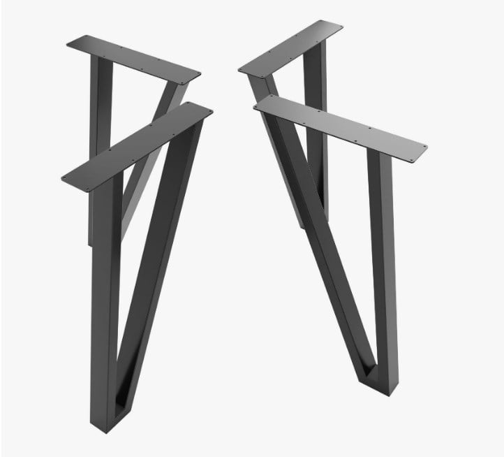 Demirlab Syrma V Metal Sehpa Ayağı 72x40 cm | 60x30 Profil | El İşçiliği | 4'lü Takım | Siyah