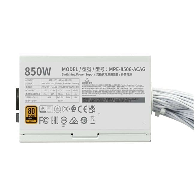 Cooler Master 850W 80+ Gold PCIe Gen 5.0 Beyaz