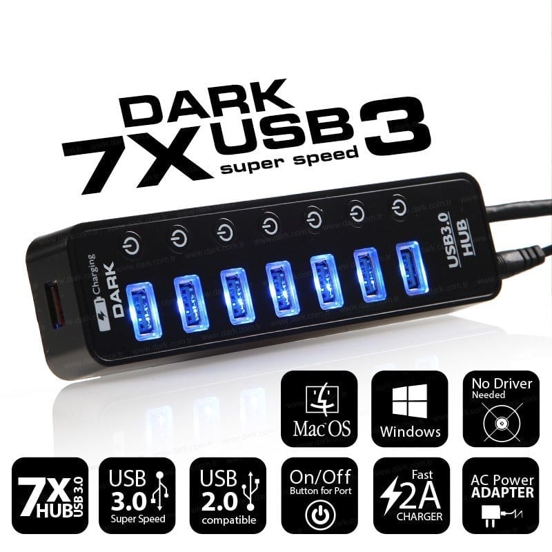 Dark DK-AC-USB371 7 Port USB 3.0 Çoklayıcı