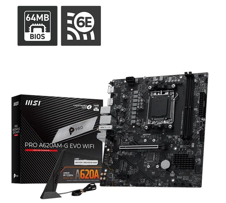 MSI PRO A620AM-G EVO WIFI AM5 Ryzen DDR5 Dp Hdmi