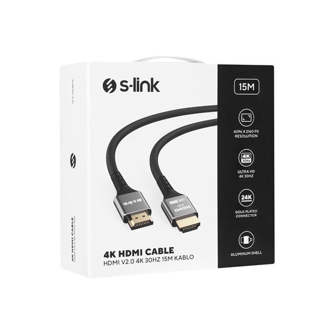S-link HDMI Kablo Siyah (15m) 4K