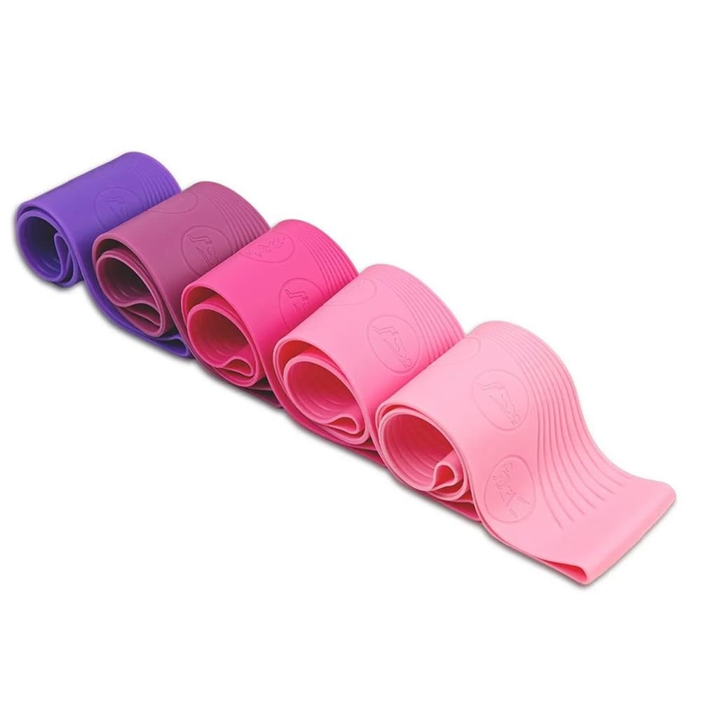Gymo Pro Series Çantalı Direnç Bandı Fitness Pilates Esnetme Lastiği 5li Set Silikon Mor